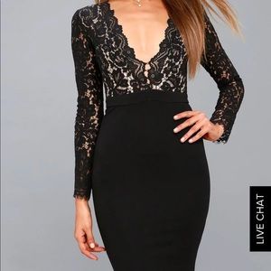 Lulus Black Lace Bodycon Dress